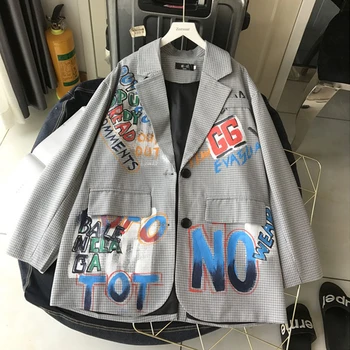 Loose Casual Suit Jackets Streetwear Blazer Coat Autumn New spring Plaid Blazer Women Graffiti Blazers Jacket Lady Korean XZ31
Loose Casual Suit Jackets Streetwear Blazer Coat Autumn New spring Plaid Blazer Women Graffiti Blazers Jacket Lady Korean XZ31