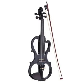 

ammoon VE-201 Full Size 4/4 Solid Wood Silent Electric Violin Fiddle Maple Body Ebony Fingerboard Pegs Chin Rest Tailpiece