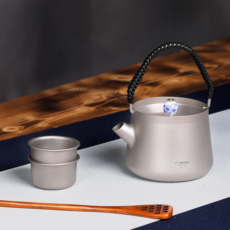 Tiartisan titanium teapot 240ml with 35ml small tea cup Titanium Water Kettle Ultralight Camping Coffee Kettle Picnic Tea Pot
Tiartisan titanium teapot 240ml with 35ml small tea cup Titanium Water Kettle Ultralight Camping Coffee Kettle Picnic Tea Pot