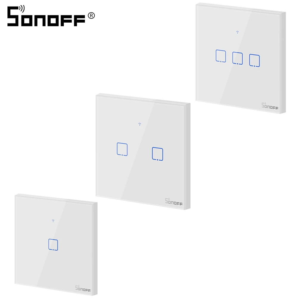 SONOFF T1 EU/UK 1/2/3 Gang Wireless Wall Wifi Touch Switch Smart home Switch App Remote Control Work With Alexa Google Home
SONOFF T1 EU/UK 1/2/3 Gang Wireless Wall Wifi Touch Switch Smart home Switch App Remote Control Work With Alexa Google Home
