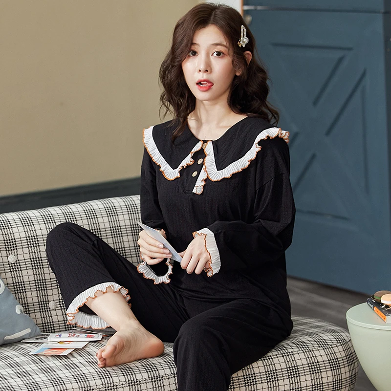 Autumn Knitted Cotton Women Pajamas Set Long Sleeve Casual Soft Womens Sleepwear Loose Sweet Female Homewear Clothing
Autumn Knitted Cotton Women Pajamas Set Long Sleeve Casual Soft Womens Sleepwear Loose Sweet Female Homewear Clothing