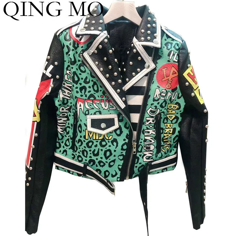 QING MO Women Pu Jacket 2019 Autumn Women Patchwork Color Jacket With Rivet Female Punk Style Slim Coat With Sashes ZQY2500
QING MO Women Pu Jacket 2019 Autumn Women Patchwork Color Jacket With Rivet Female Punk Style Slim Coat With Sashes ZQY2500