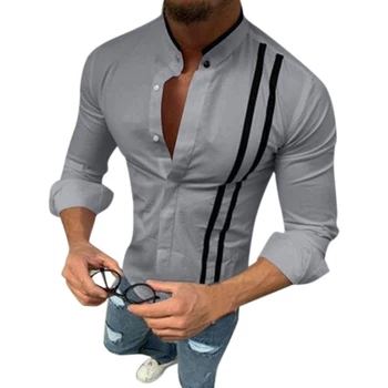 2019 Men's Stitching Striped Printed Shirt Fashion Personality Shirt Long-sleeved Casual Slim Cardigan
2019 Men's Stitching Striped Printed Shirt Fashion Personality Shirt Long-sleeved Casual Slim Cardigan