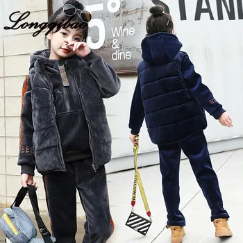 2019 winter new wave thick gold velvet three-piece Korean fashion sportswear big children's fleece suit children's clothes
2019 winter new wave thick gold velvet three-piece Korean fashion sportswear big children's fleece suit children's clothes