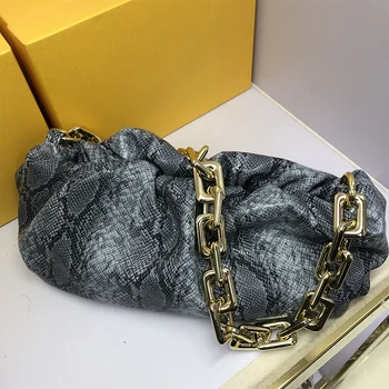 Real Metal Chain Shoulder Pouch Bag Snake Print PU Crossbody Bag Python Pattern Dumpling Bag Female Trend Women Stylish Handbags
Real Metal Chain Shoulder Pouch Bag Snake Print PU Crossbody Bag Python Pattern Dumpling Bag Female Trend Women Stylish Handbags