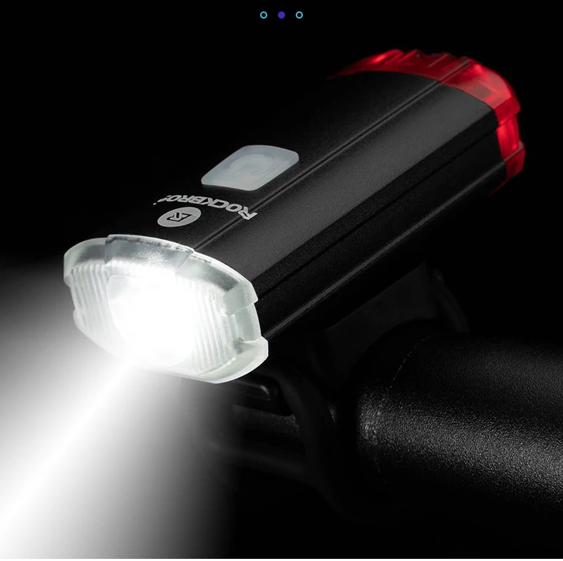 Perfect ROCKBROS Cycling Bike Light Duplex Integrates Both Headlight and Safety Light USB Rechargeable MTB Helmet Front Handlebar Light 4