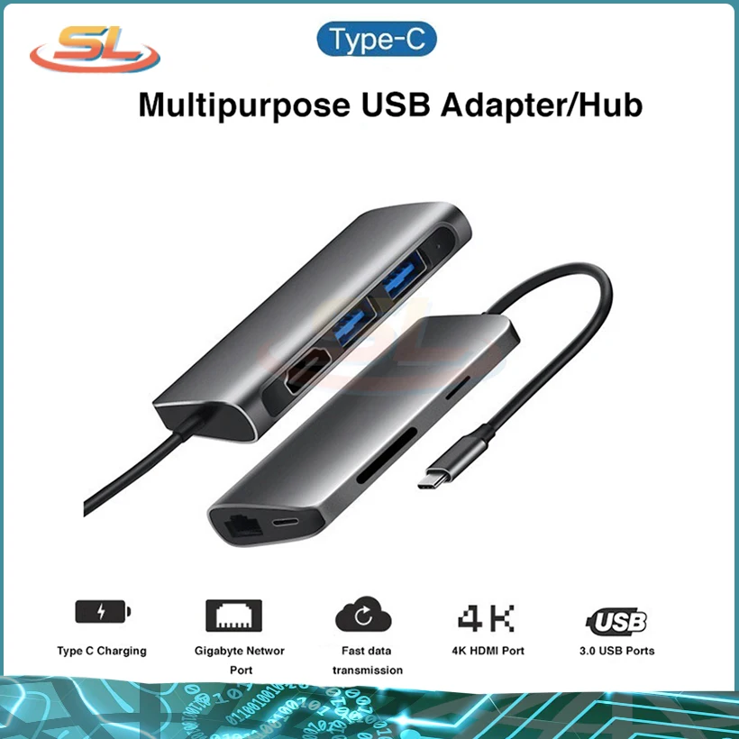 7 in 1 TC71N TYPE-C adapter Type-C to USB 3.0 X 2 + HDMI + SD/TF Card Reader + RJ45 Silver Grey
7 in 1 TC71N TYPE-C adapter Type-C to USB 3.0 X 2 + HDMI + SD/TF Card Reader + RJ45 Silver Grey