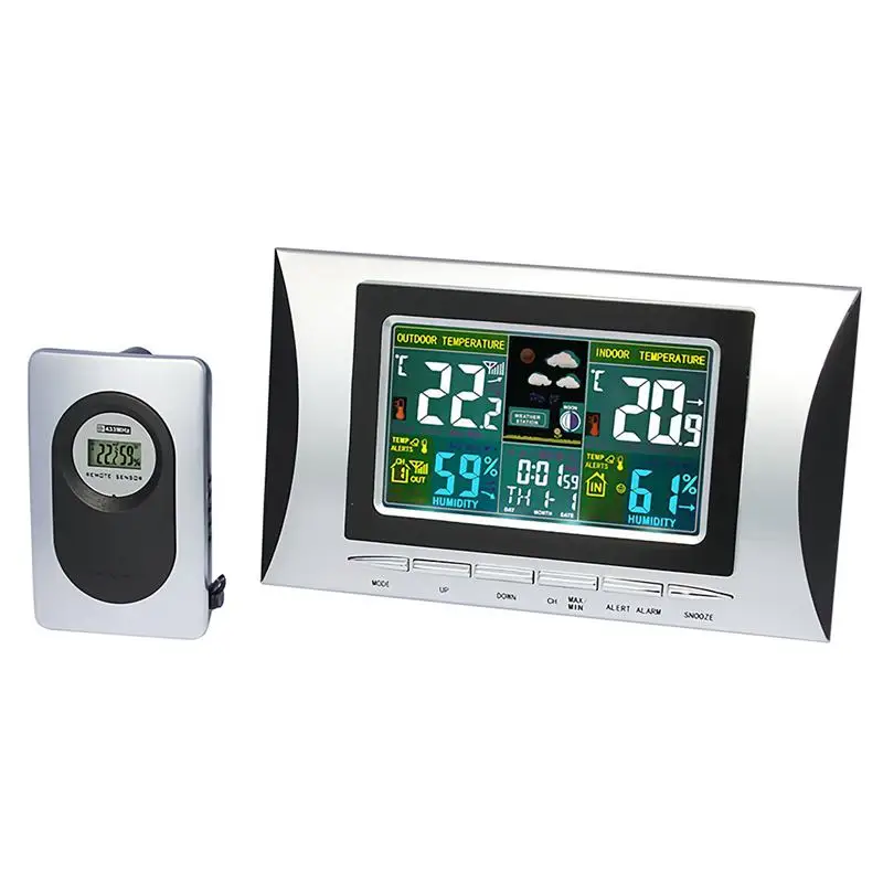 Wireless Weather Station, Indoor Outdoor Colorful Screen Thermometer With Temperature And Time Alarm, Temperature And Humidity M
Wireless Weather Station, Indoor Outdoor Colorful Screen Thermometer With Temperature And Time Alarm, Temperature And Humidity M