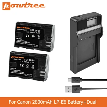 POWTREE 2800mAh LP-E6 LPE6 LP E6 Camera Battery+LED Charger for Canon 5D Mark II Mark III EOS6D 7D 60D 60Da 70D 80D L50
POWTREE 2800mAh LP-E6 LPE6 LP E6 Camera Battery+LED Charger for Canon 5D Mark II Mark III EOS6D 7D 60D 60Da 70D 80D L50