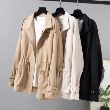 2020 Women Trench Coat Spring Autumn Bf Stand Collar Windbreaker Female Casual Tops Loose Clothes Fashion Drawstring Outerwear
2020 Women Trench Coat Spring Autumn Bf Stand Collar Windbreaker Female Casual Tops Loose Clothes Fashion Drawstring Outerwear