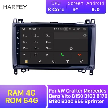 Harfey Car Navi AutoRadio 9" Android9.0 HD 1Din GPS For Crafter Mercedes Benz A-class W169 A150,A170 2004-2012 Multimedia Player