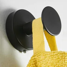 

Matte Black Towel Hook Stainless Steel Bathroom Rust Proof Clothes Towel Coat Hook Wall Mounted Round Toilet Kitchen Hea