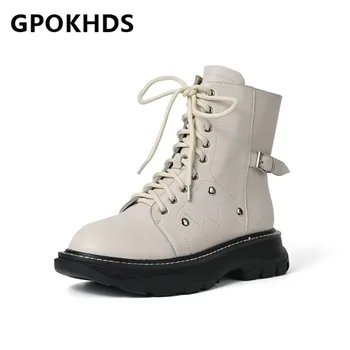 GPOKHDS 2021 women Ankle boots Cow leather Winter short plush Round Toe Rivet Buckle Strap Med heels female Riding boots size 39
GPOKHDS 2021 women Ankle boots Cow leather Winter short plush Round Toe Rivet Buckle Strap Med heels female Riding boots size 39