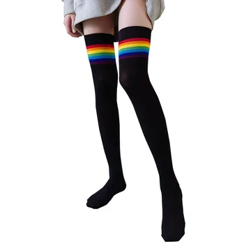 School Elastic Over Knee Soft Fashion Women Socks Rainbow Striped Stocking Non-Slip Thigh High Daily Wear Spring Autumn Adult
School Elastic Over Knee Soft Fashion Women Socks Rainbow Striped Stocking Non-Slip Thigh High Daily Wear Spring Autumn Adult