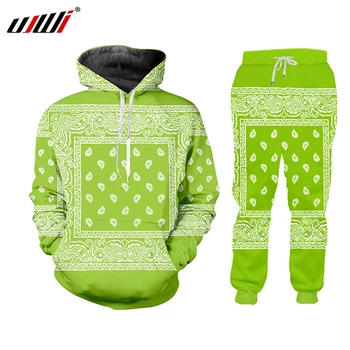 

UJWI Women/men Jogger Pants Sweatshirt Colorful Paisley Graphic Tracksuit Sweatpants Hoody Cashew Floral Streewear Two Piece Set