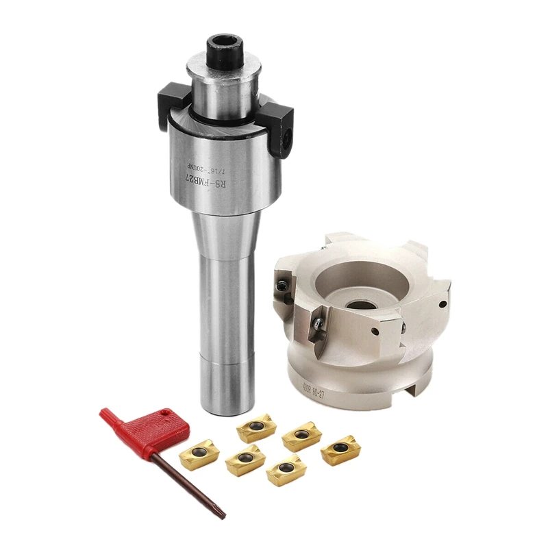 400R 80mm Face End Mill CNC Cutter +R8 FMB27 Arbor +6Pcs APMT1604 Carbide
400R 80mm Face End Mill CNC Cutter +R8 FMB27 Arbor +6Pcs APMT1604 Carbide