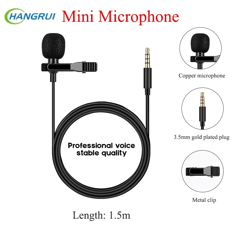 Hangrui 3.5mm Mini Microphones HD Stereo Mic 1.5m wire with Metal clip For KTV Phone laptop interview Camera Portable microphone
Hangrui 3.5mm Mini Microphones HD Stereo Mic 1.5m wire with Metal clip For KTV Phone laptop interview Camera Portable microphone