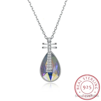 

Beautiful Crystals from Swarovski 925 Sterling Silver Lute Violin Crystal Pendant Necklaces for Women 2019 Statement