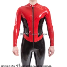 

Sexy Latex Catsuit With Front To Back Crotch Zipper Long Sleeves Trims Rubber Bodysuit Overall Zentai Body Suit LTY-0262