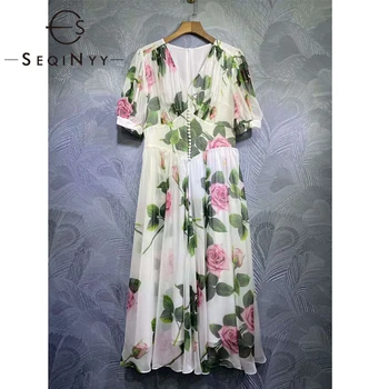 SEQINYY Fashion Chiffon Dress 2020 Summer Spring New Design Women Short Sleeve Rose Flower Print Midi A-line Runway Dress
SEQINYY Fashion Chiffon Dress 2020 Summer Spring New Design Women Short Sleeve Rose Flower Print Midi A-line Runway Dress