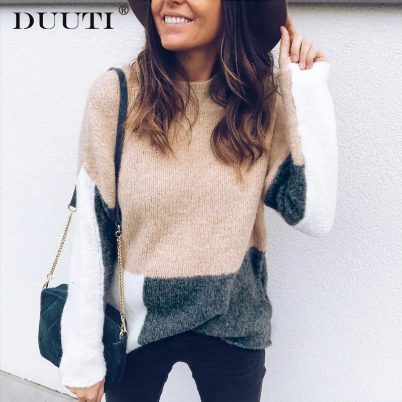 Warm Winter Sweaters Women Color Block Pullover Sweater Knitted Pullover Long Sleeve Crewneck Patchwork Elegant Jumpers D35
Warm Winter Sweaters Women Color Block Pullover Sweater Knitted Pullover Long Sleeve Crewneck Patchwork Elegant Jumpers D35