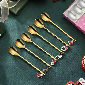 6pcs Stainless Christmas Spoon Christmas Party Table Ornaments Coffee Spoon Xmas Decorations for Home Gift New Year 2021 
6pcs Stainless Christmas Spoon Christmas Party Table Ornaments Coffee Spoon Xmas Decorations for Home Gift New Year 2021