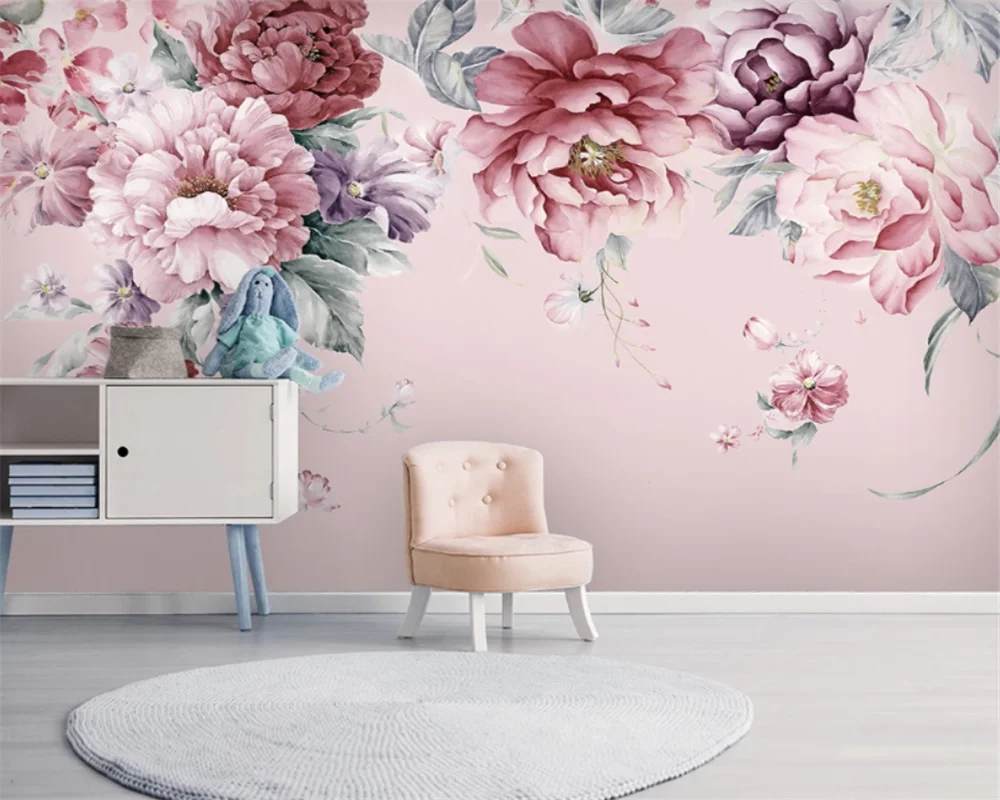 

beibehang papel de parede Customize new modern fresh hand-painted flower garden living room TV background wallpaper papier peint