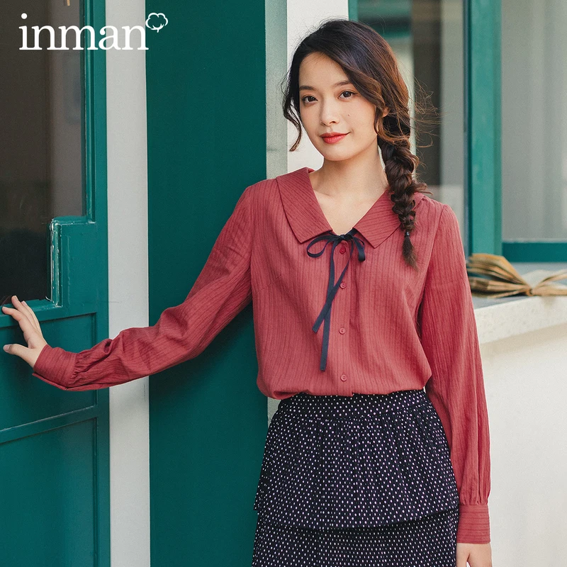 INMAN 2020 Spring New Arrival Literary Style Cotton Bow Tie Turn Down Collar Single Buttons Women Elegant Blouse
INMAN 2020 Spring New Arrival Literary Style Cotton Bow Tie Turn Down Collar Single Buttons Women Elegant Blouse