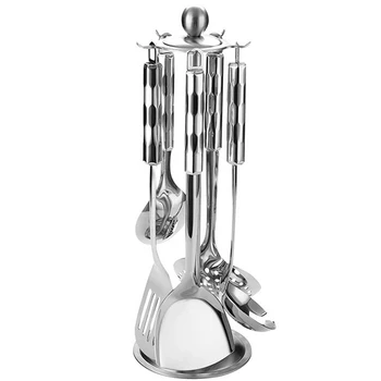 Stainless Steel Utensil Set 6 Piece Cooking Kitchen Utensil Set with Revolving Utensil Rack Organizer Holder for Kitchen Lover
Stainless Steel Utensil Set 6 Piece Cooking Kitchen Utensil Set with Revolving Utensil Rack Organizer Holder for Kitchen Lover