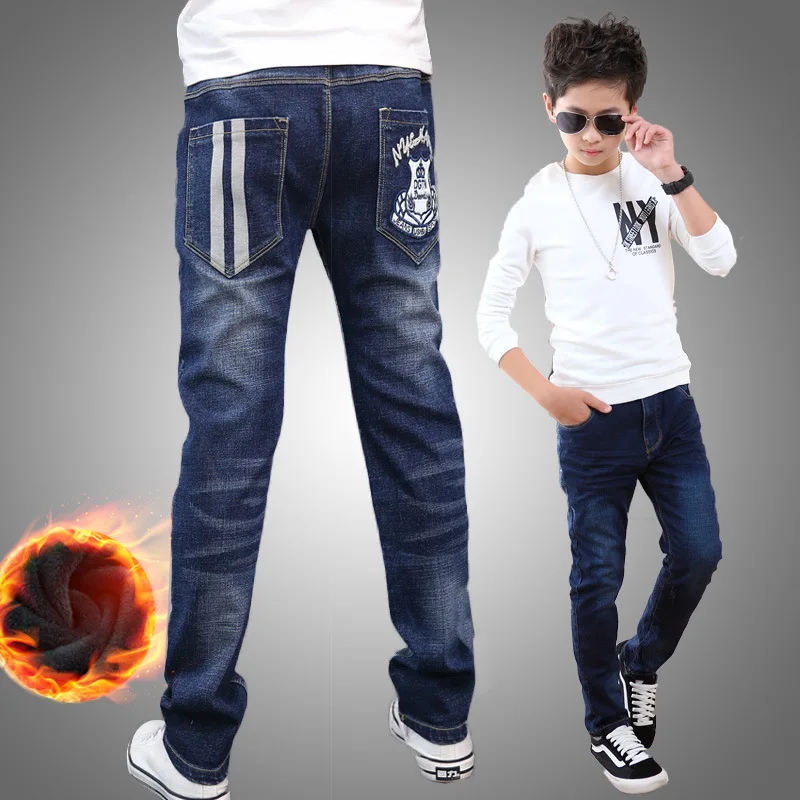 BOY'S Brushed And Thick Jeans Children Big Boy Teenager 2018 Autumn And Winter Fashion-Style Warm Jeans Trousers 
BOY'S Brushed And Thick Jeans Children Big Boy Teenager 2018 Autumn And Winter Fashion-Style Warm Jeans Trousers