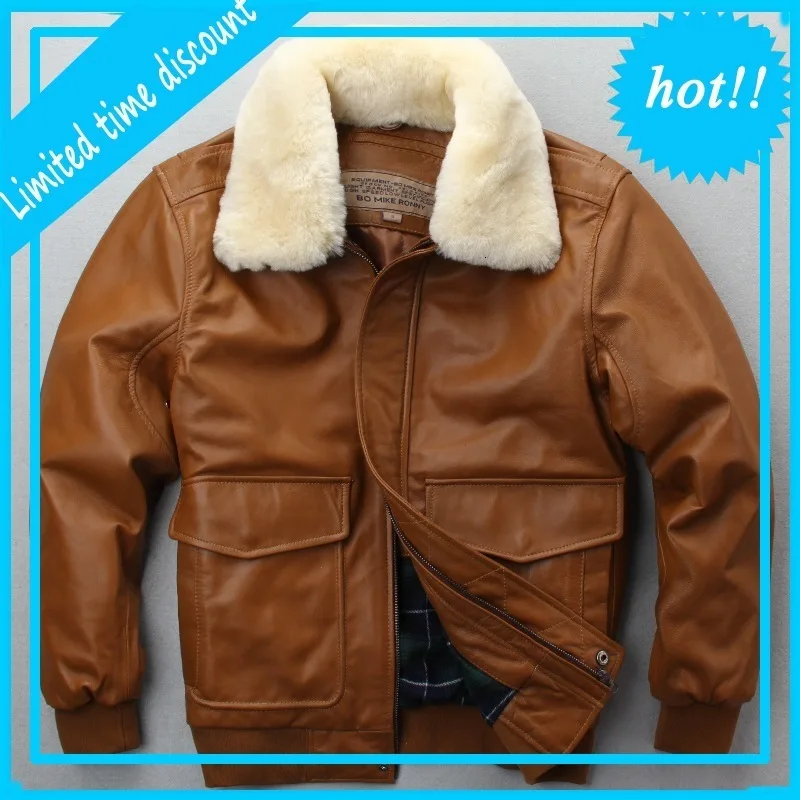 Free Shipping Air Force Flight Jacket Fur Collar Genuine Leather Jacket Men's 100% Real Sheepskin Autumn Winter Bomber Coat
Free Shipping Air Force Flight Jacket Fur Collar Genuine Leather Jacket Men's 100% Real Sheepskin Autumn Winter Bomber Coat
