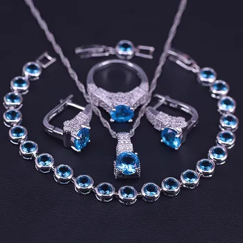 Sky Blue Crystal Silver Color Costume Jewelry Set For Women Earrings Necklace Set With Ring Bracelet Anniversary Present
Sky Blue Crystal Silver Color Costume Jewelry Set For Women Earrings Necklace Set With Ring Bracelet Anniversary Present