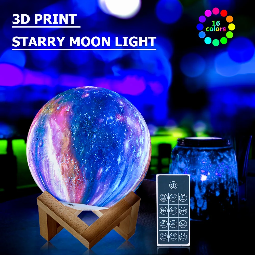 3D Print LED Moon Lamp Rechargeable Night Light Starry Sky Color Remote Bluetooth Timing Touch Sensor Christmas Decoration Lamp
3D Print LED Moon Lamp Rechargeable Night Light Starry Sky Color Remote Bluetooth Timing Touch Sensor Christmas Decoration Lamp