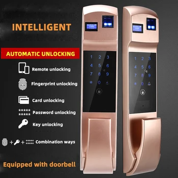Electronic Intellgent Fingerprint Lock Keyless Digital Smart Door Locks APP Touch Password Key IC Card unlocking anti-theft bell
Electronic Intellgent Fingerprint Lock Keyless Digital Smart Door Locks APP Touch Password Key IC Card unlocking anti-theft bell