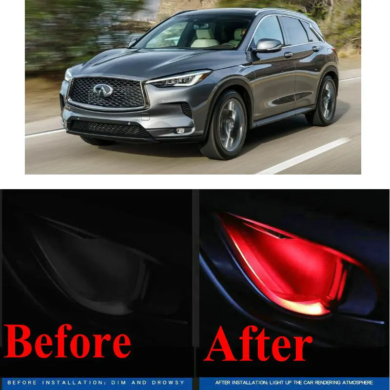 4pc CF style stickers on cars interior inside door handle atmosphere lamp for infiniti QX50 QX60 QX70 QX80 fx50 g37 G37 m35 m45
4pc CF style stickers on cars interior inside door handle atmosphere lamp for infiniti QX50 QX60 QX70 QX80 fx50 g37 G37 m35 m45