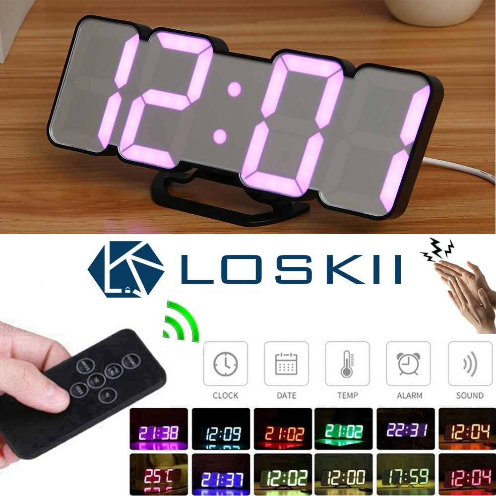 3D Colorful LED Digital Wall Clock Electronic Desktop Alarm Clock Voice Remote Control Temperature Display for Home Decor Gift
3D Colorful LED Digital Wall Clock Electronic Desktop Alarm Clock Voice Remote Control Temperature Display for Home Decor Gift