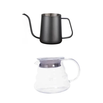 1Pcs V60 Pour over Glass Range Coffee Percolator Clear 360Ml & 1Pcs Thicker Long Mouth Hand Coffee Pot Stainless Steel Coffee Ma
1Pcs V60 Pour over Glass Range Coffee Percolator Clear 360Ml & 1Pcs Thicker Long Mouth Hand Coffee Pot Stainless Steel Coffee Ma