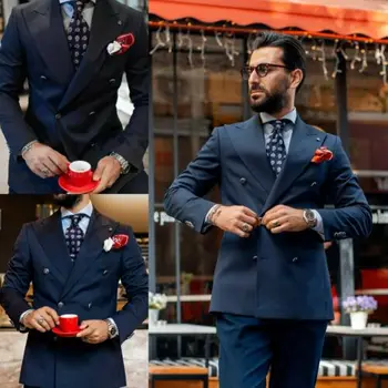 Navy Blue Wide Peak Lapel Suits Grooms Wedding Double-breasted Party Tuxedos traje hombre costume homme 2pcs
Navy Blue Wide Peak Lapel Suits Grooms Wedding Double-breasted Party Tuxedos traje hombre costume homme 2pcs