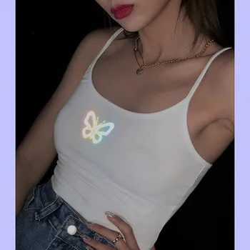 Summer New Women's Sling Shoulder Fashion Street Shooting Reflective Butterfly Slim Top Vest Solid Sleeveless Tube Tank Top Cami
Summer New Women's Sling Shoulder Fashion Street Shooting Reflective Butterfly Slim Top Vest Solid Sleeveless Tube Tank Top Cami