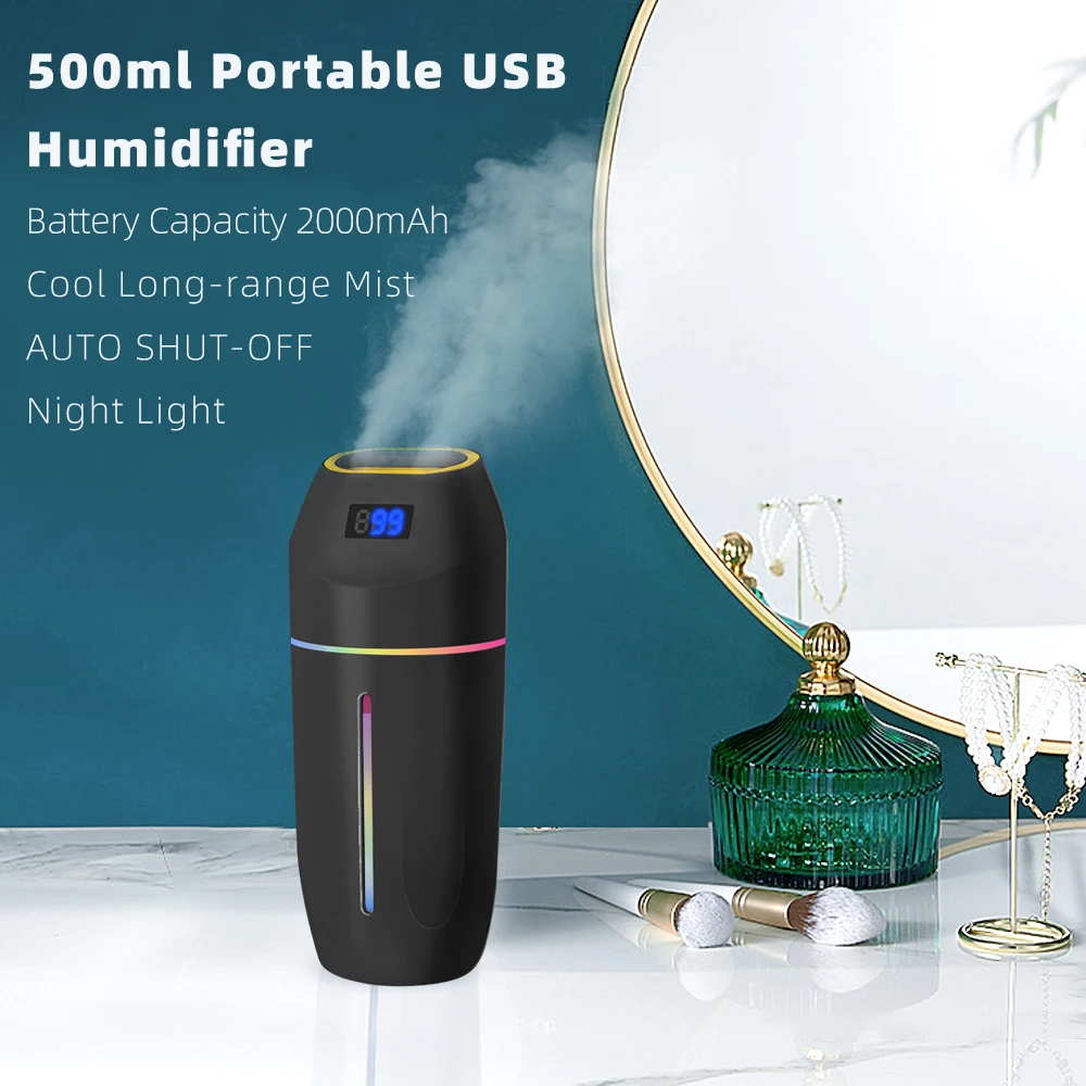 Wireless Portable Humidifier With Two Big Mist Outlet 2000mAh Rechargeable Humidifier USB Ultrasonic Aroma Diffuser 500ml Difuso
Wireless Portable Humidifier With Two Big Mist Outlet 2000mAh Rechargeable Humidifier USB Ultrasonic Aroma Diffuser 500ml Difuso