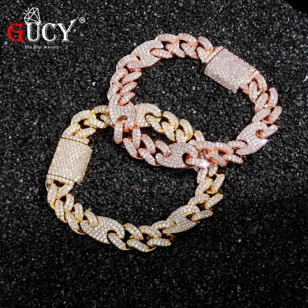 GUCY Miami Lock Clasp Cuban Link 7 8 9 Inch Gold Silver Bracelet Iced Out AAA Cubic Zircon Bling Hip Hop For Men Jewelry
GUCY Miami Lock Clasp Cuban Link 7 8 9 Inch Gold Silver Bracelet Iced Out AAA Cubic Zircon Bling Hip Hop For Men Jewelry