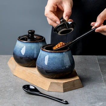 Ceramic household seasoning jar with lid spoon Japanese style seasoning jar kitchen MSG jar salt shaker soy sauce pot
Ceramic household seasoning jar with lid spoon Japanese style seasoning jar kitchen MSG jar salt shaker soy sauce pot