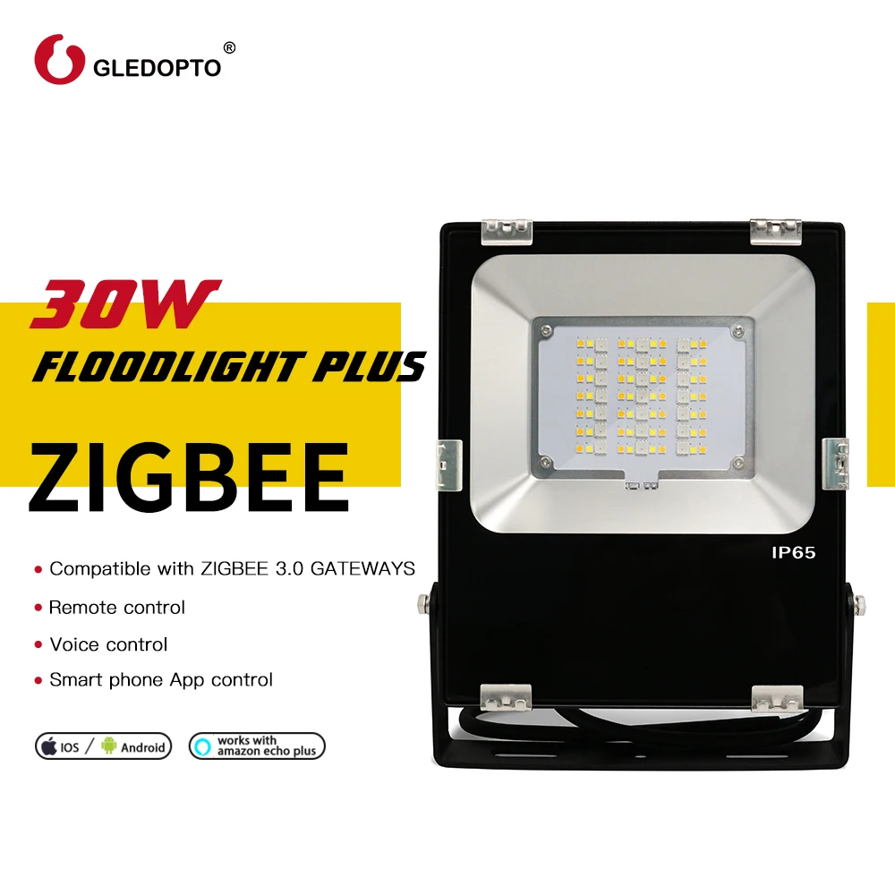 GLEDOPTO 30W Smart Zigbee Led Floodlight Plus 2500LM RGBCCT Outdoor Light IP65 Waterproof Work with Amazon Echo Plus SmartThings
GLEDOPTO 30W Smart Zigbee Led Floodlight Plus 2500LM RGBCCT Outdoor Light IP65 Waterproof Work with Amazon Echo Plus SmartThings