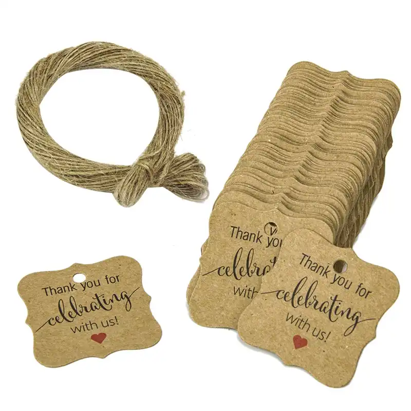 100 pcs thank you for celebrating with us tags kraft paper gi