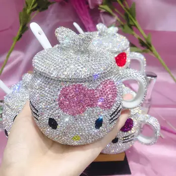 350ml Kawaii Mug All Rhinestones Kitty Coffee Mugs Ceramic Coffee Mug with Lid Cat Bling Gifts for Girlfriend Cute Cups Tea Cup 
350ml Kawaii Mug All Rhinestones Kitty Coffee Mugs Ceramic Coffee Mug with Lid Cat Bling Gifts for Girlfriend Cute Cups Tea Cup