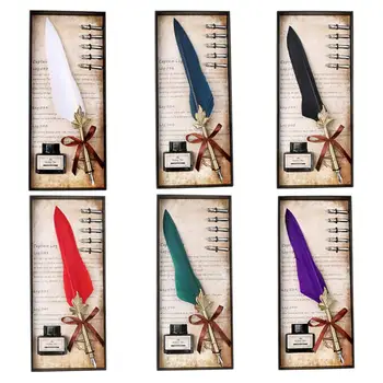 Refill Ink 15ML with Box Pen Feather Quill Pen Retro Antique Gift Calligraphy Feather Calligraphy Pen Smooth Creative
Refill Ink 15ML with Box Pen Feather Quill Pen Retro Antique Gift Calligraphy Feather Calligraphy Pen Smooth Creative