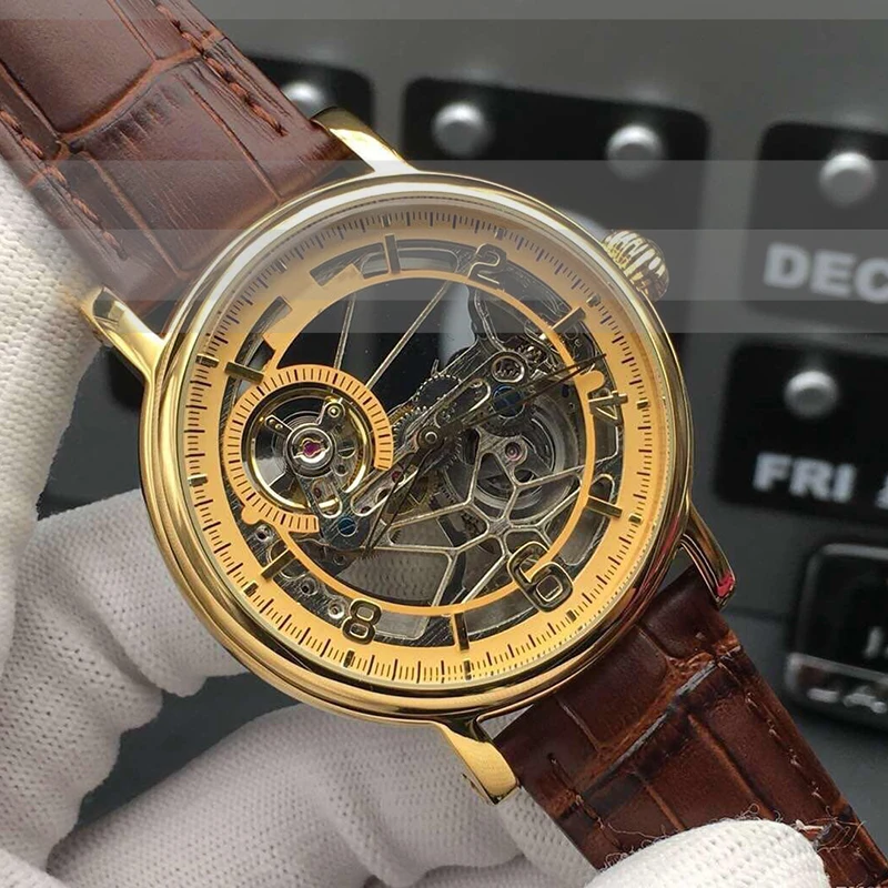 

Super 21 montre DE luxe men' 42mm*13mm 316L fine steel case cover fully automatic watch imported mechanical movement cowhide wat