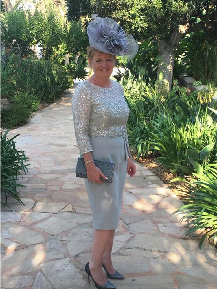 Short Column Mother of the Bride Groom Dresses Long Sleeve Sparkly Lace 2020 Modern Wedding Guest Party Prom Evening Gowns
Short Column Mother of the Bride Groom Dresses Long Sleeve Sparkly Lace 2020 Modern Wedding Guest Party Prom Evening Gowns