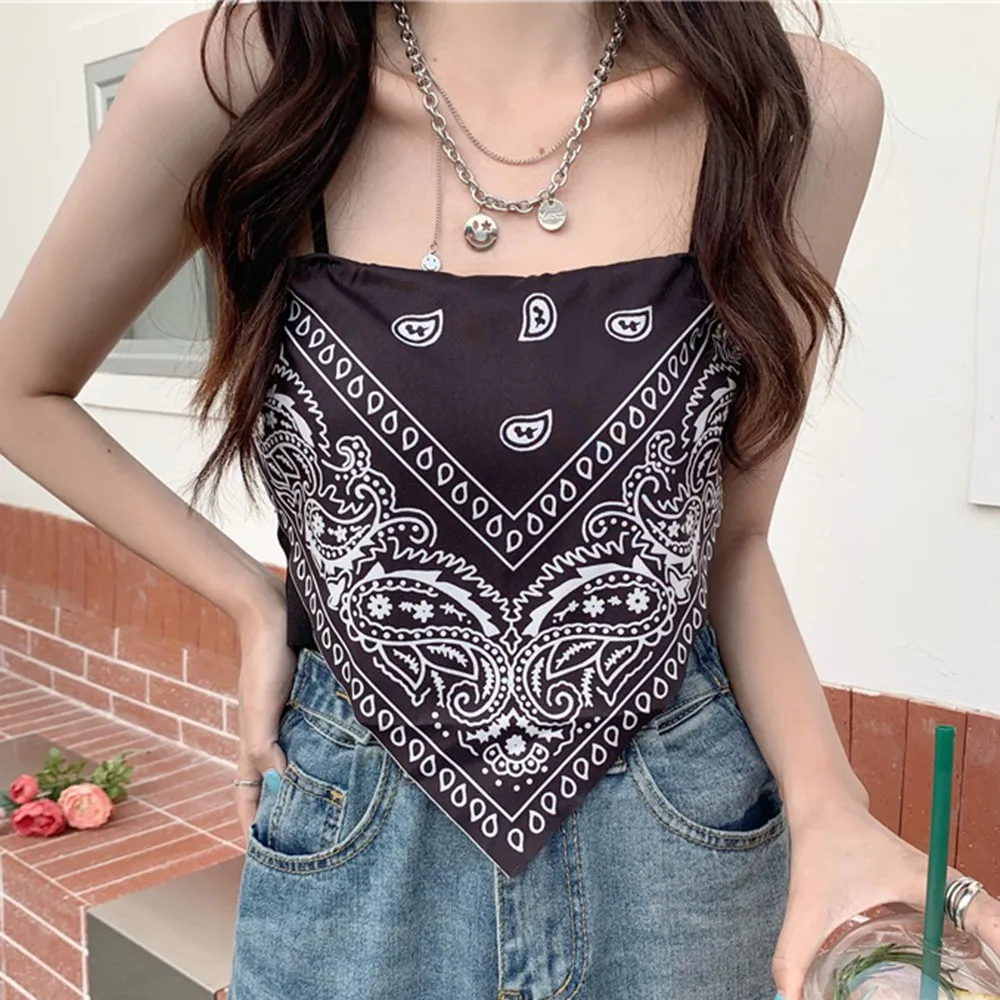 Women Summer Retro Print Satin Tie Back Knot Spaghetti Sleeveless Straps Tube Crop Top Blouse Slim Fit Irregular Ladies Tank
Women Summer Retro Print Satin Tie Back Knot Spaghetti Sleeveless Straps Tube Crop Top Blouse Slim Fit Irregular Ladies Tank