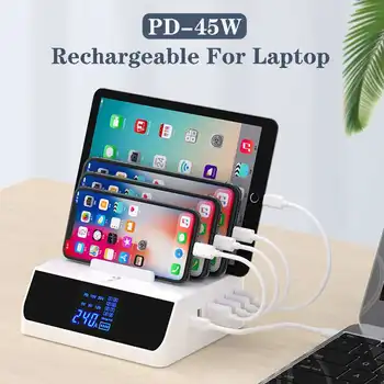 LEORY 6-Port USB PD 45W Charger Digital Display Screen USB-C QC3.0 Desktop Charging Station Hub for Smartphone Laptop Powerbank
LEORY 6-Port USB PD 45W Charger Digital Display Screen USB-C QC3.0 Desktop Charging Station Hub for Smartphone Laptop Powerbank